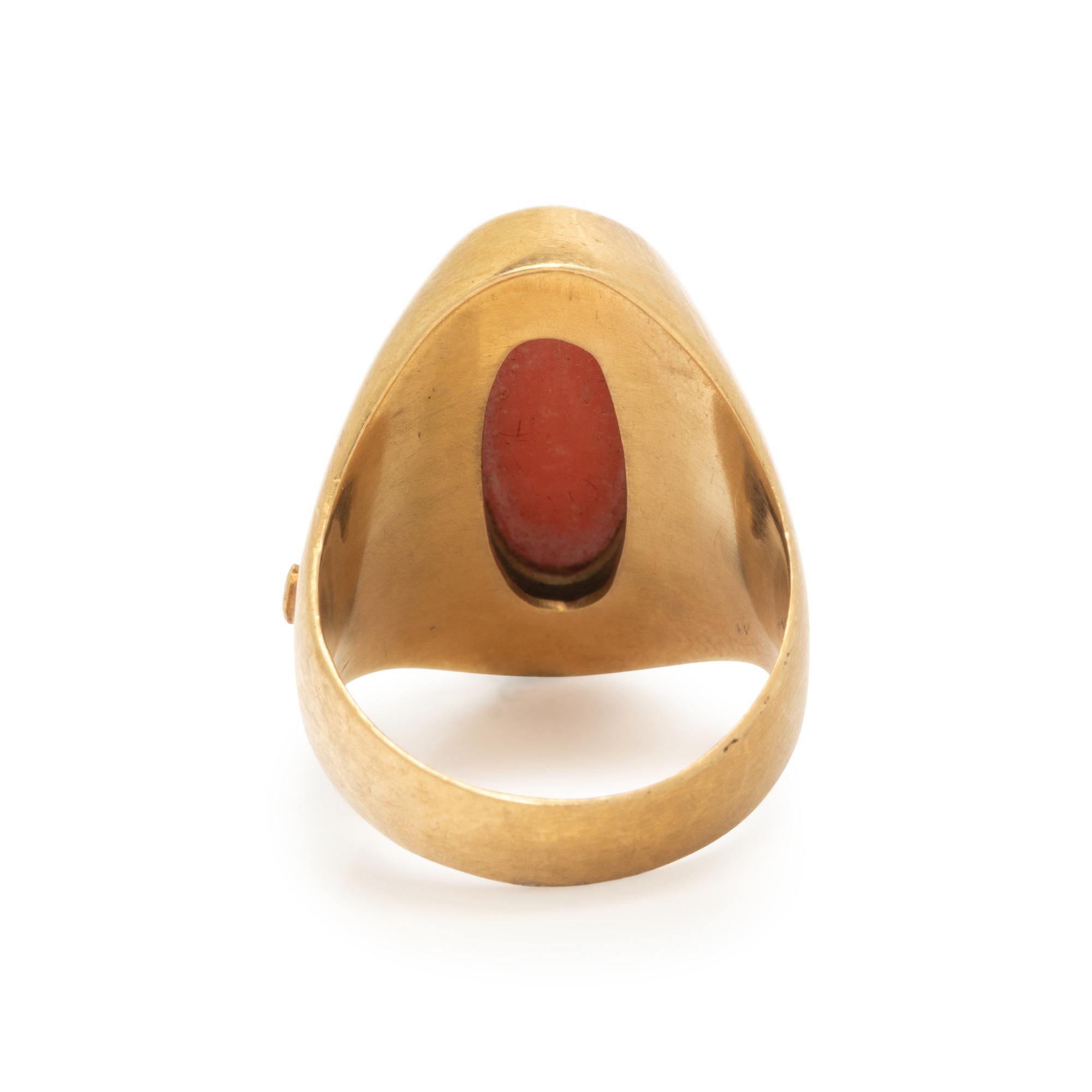 CORAL AND YELLOW GOLD RING