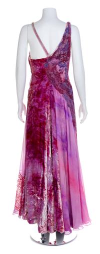 Atelier Versace Tie-Dyed Purple Velvet and Lace Gown, S/S 1994 No size label