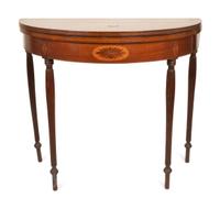 A Federal Style Mahogany and Marquetry Inlaid Game Table