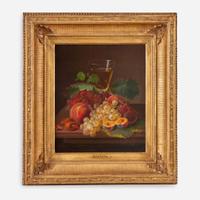 George Forster (American, 1817–1896) Still Life with Wine Glass, Grapes, Plums and Peaches