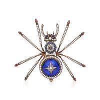 MULTIGEM AND ENAMEL SPIDER BROOCH