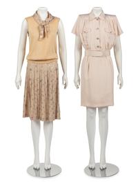 Two Valentino Ensembles: One Belted Dress and One Three-Piece Ensemble, 1980s