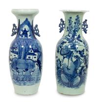 Two Chinese Blue and White Porcelain Baluster Vases