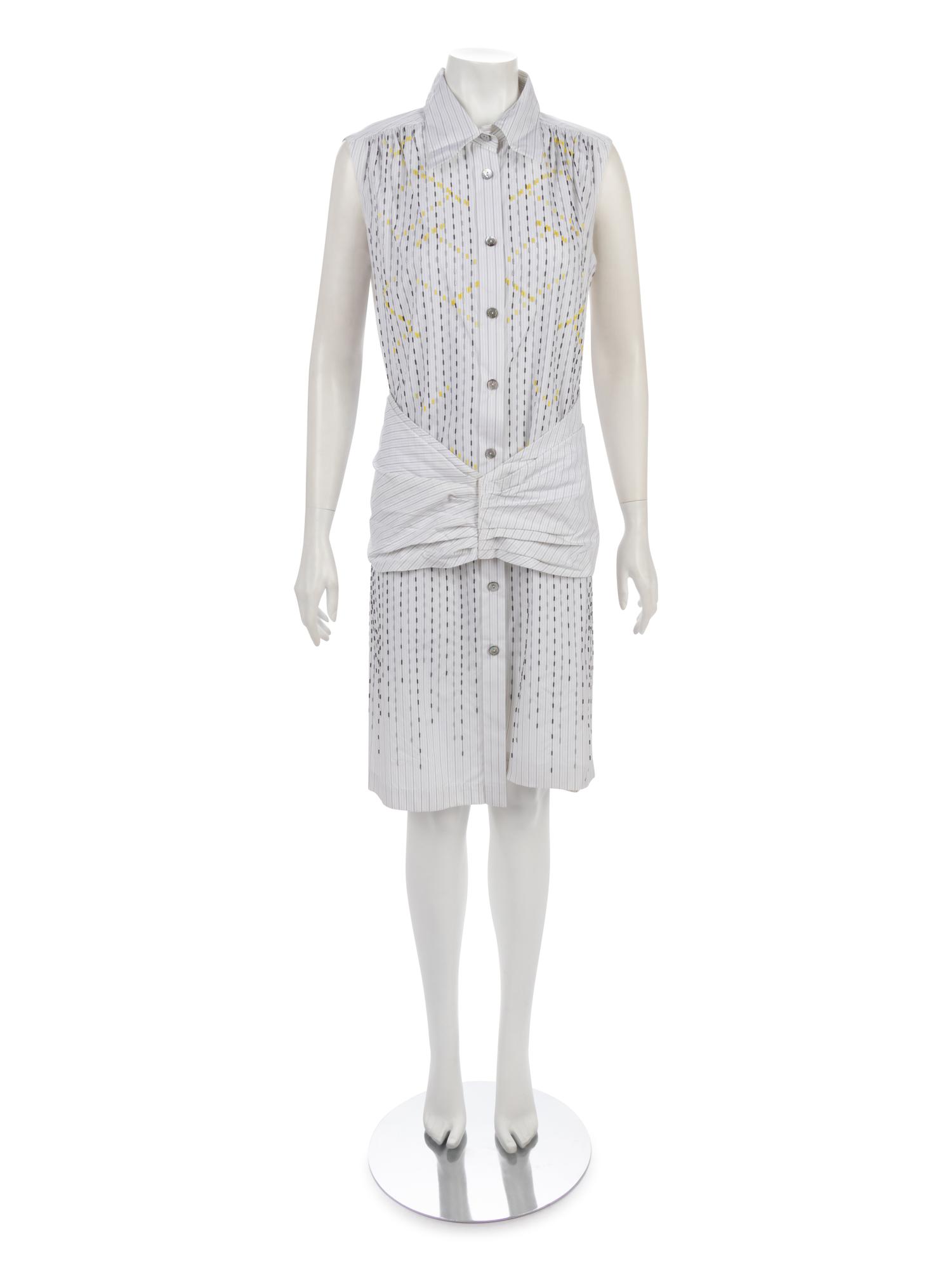 Chanel Cotton Pinstripe Shirt Dress and Shrug, Cruise 2001