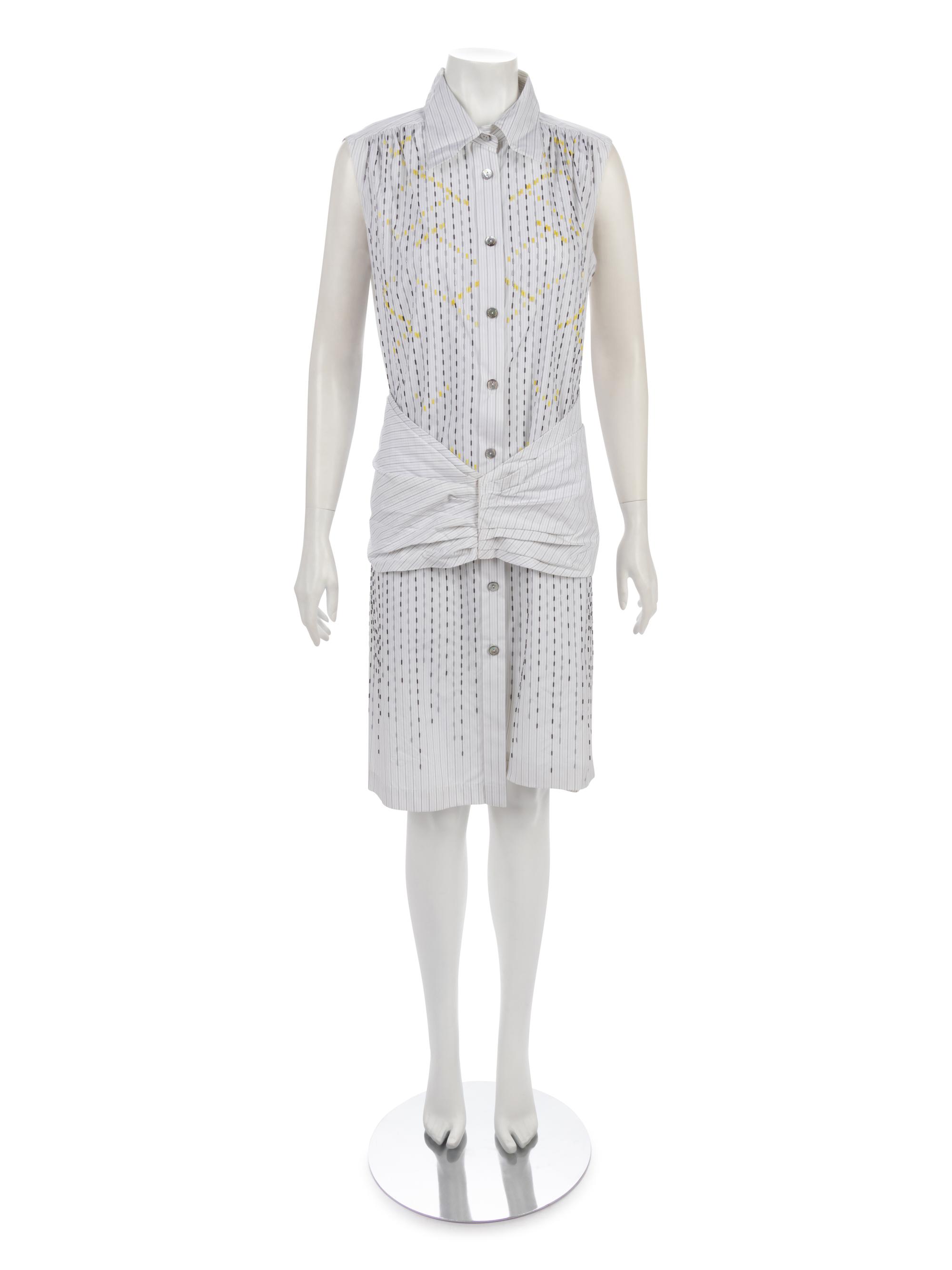 Chanel Cotton Pinstripe Shirt Dress and Shrug, Cruise 2001