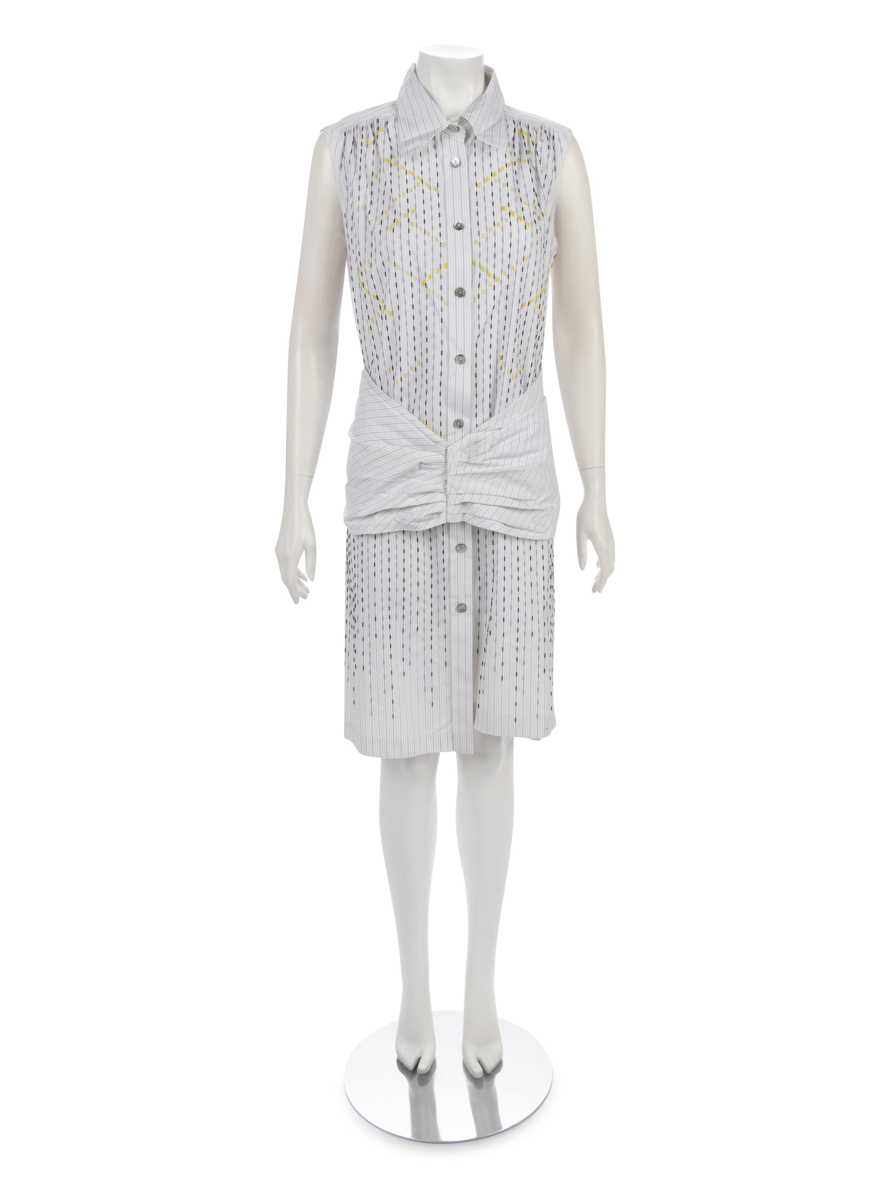 Chanel Cotton Pinstripe Shirt Dress and Shrug, Cruise 2001