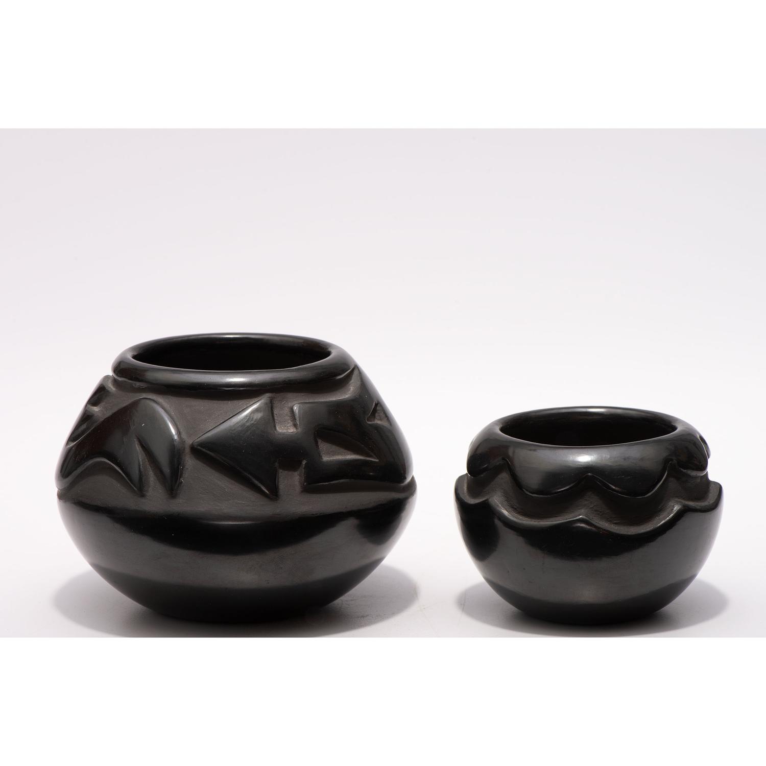Carved Blackware Jars