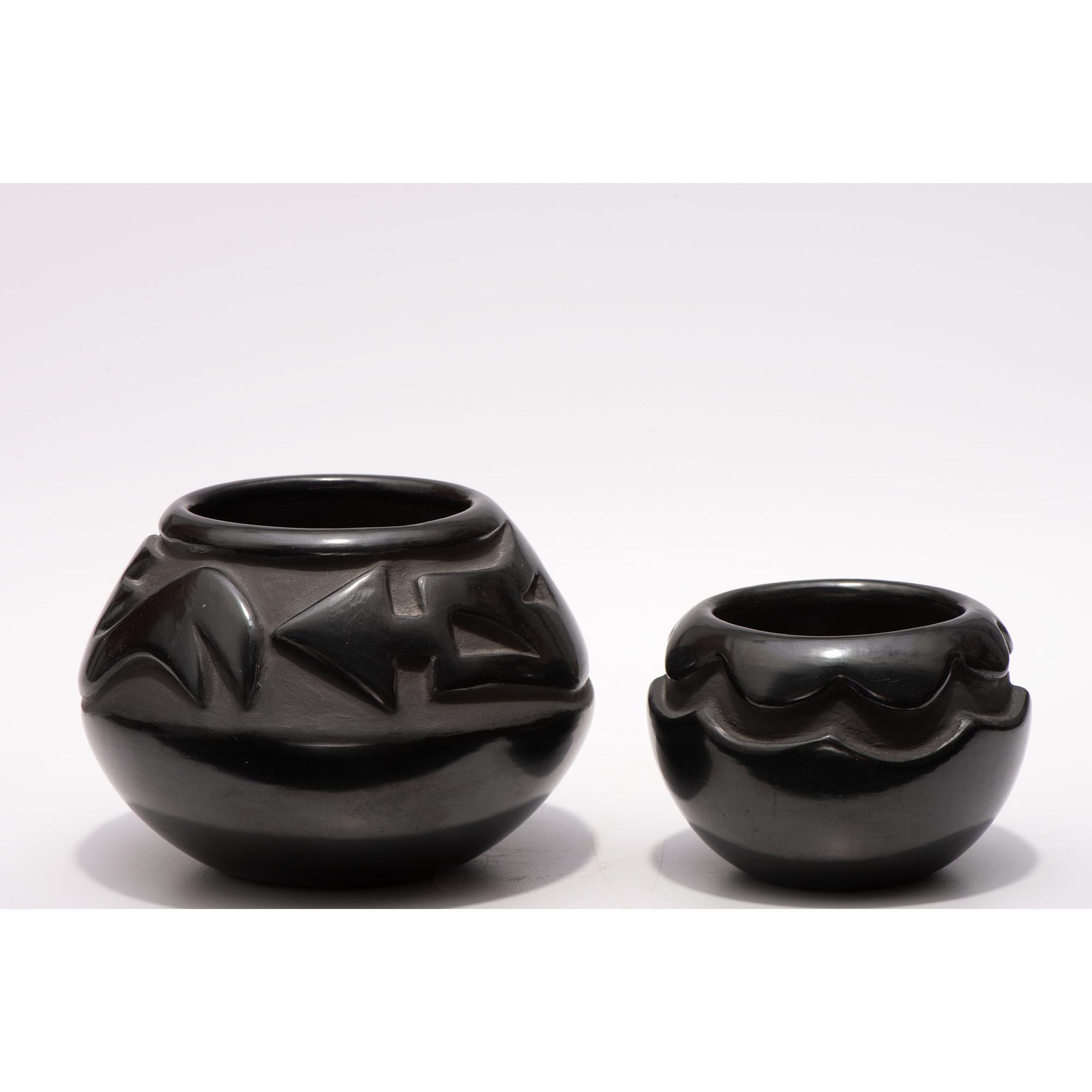 Carved Blackware Jars
