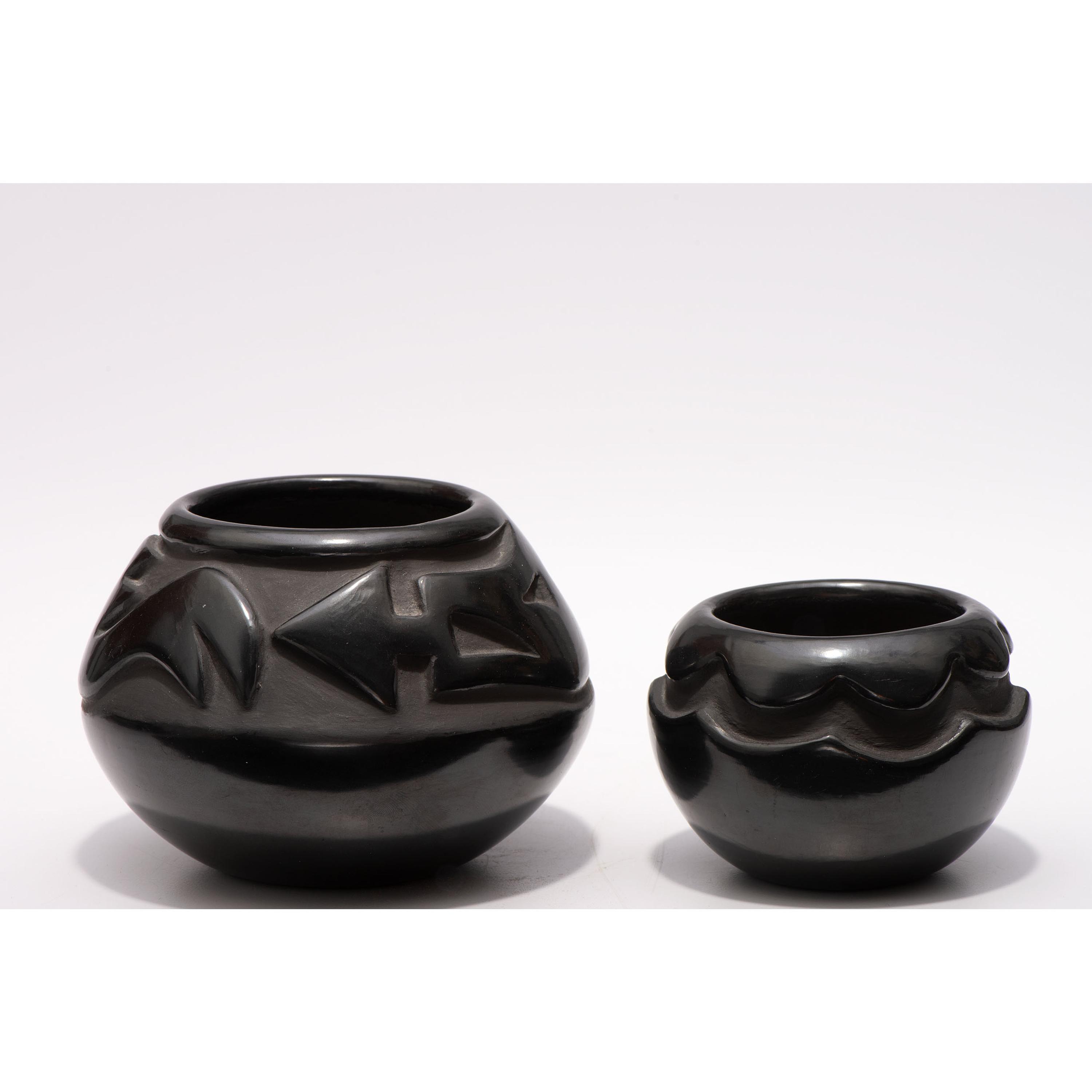 Carved Blackware Jars
