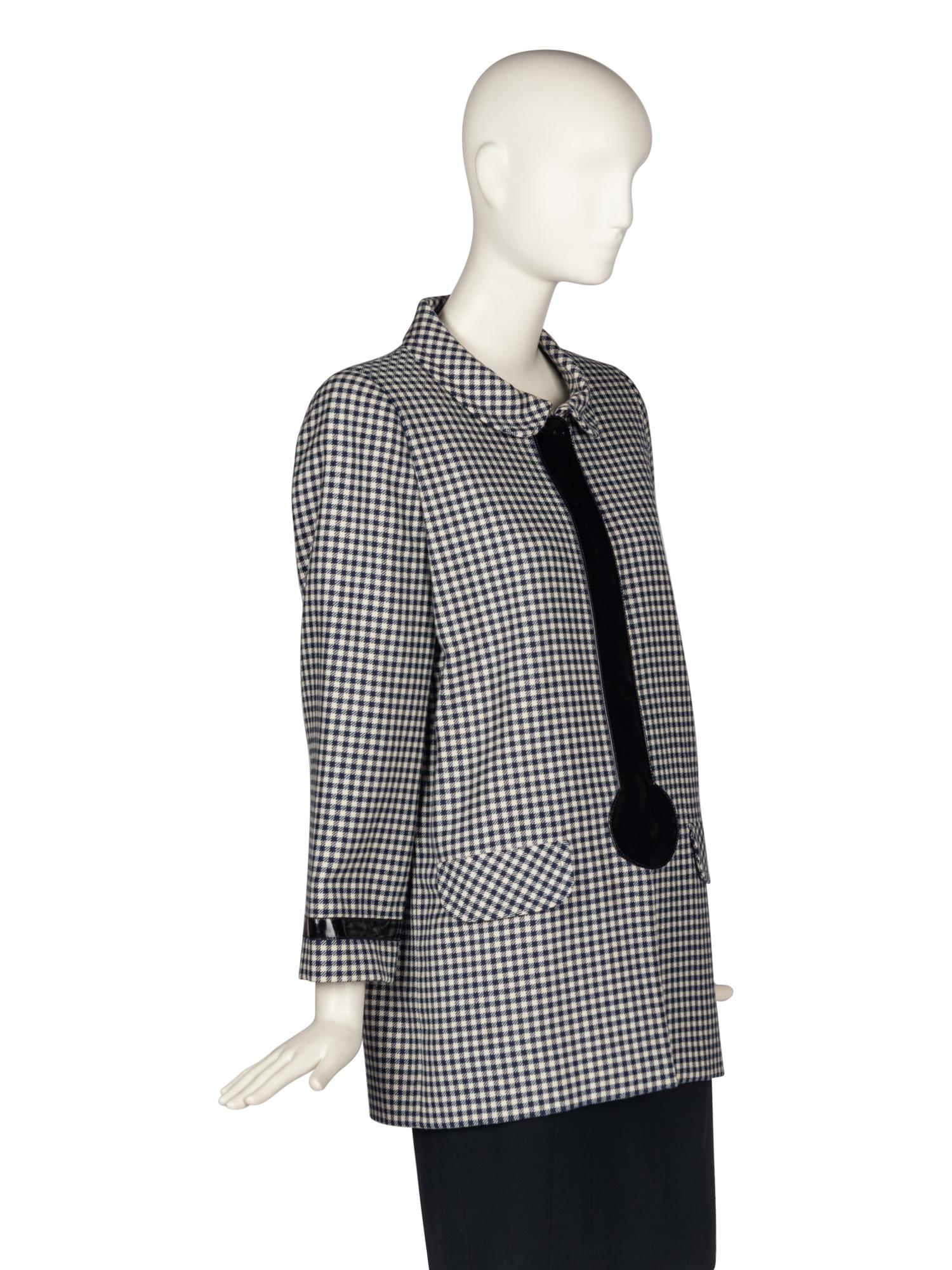 Pierre Cardin Haute Couture Gingham Coat with Vinyl Details