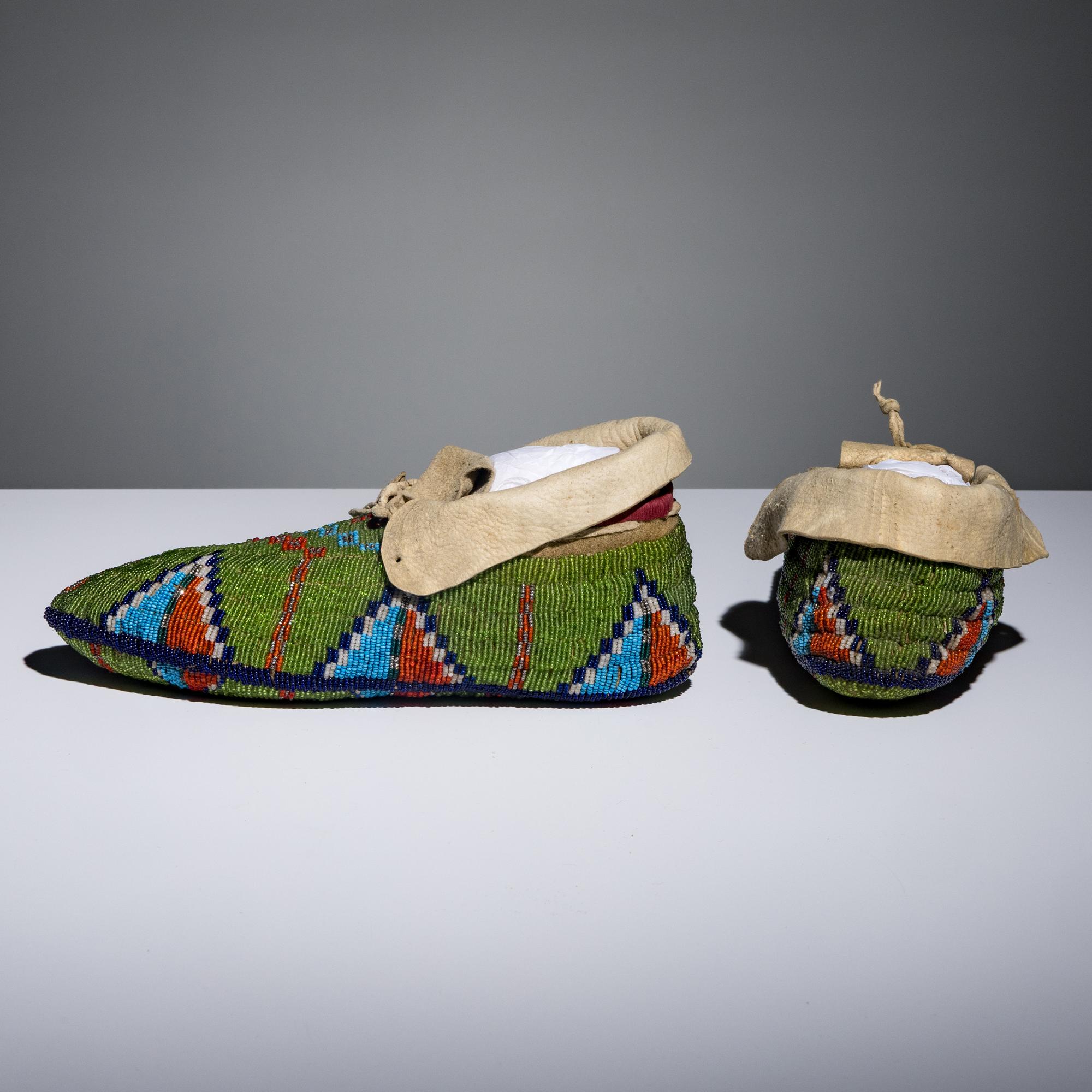 Sioux Fully Beaded Hide Moccasins