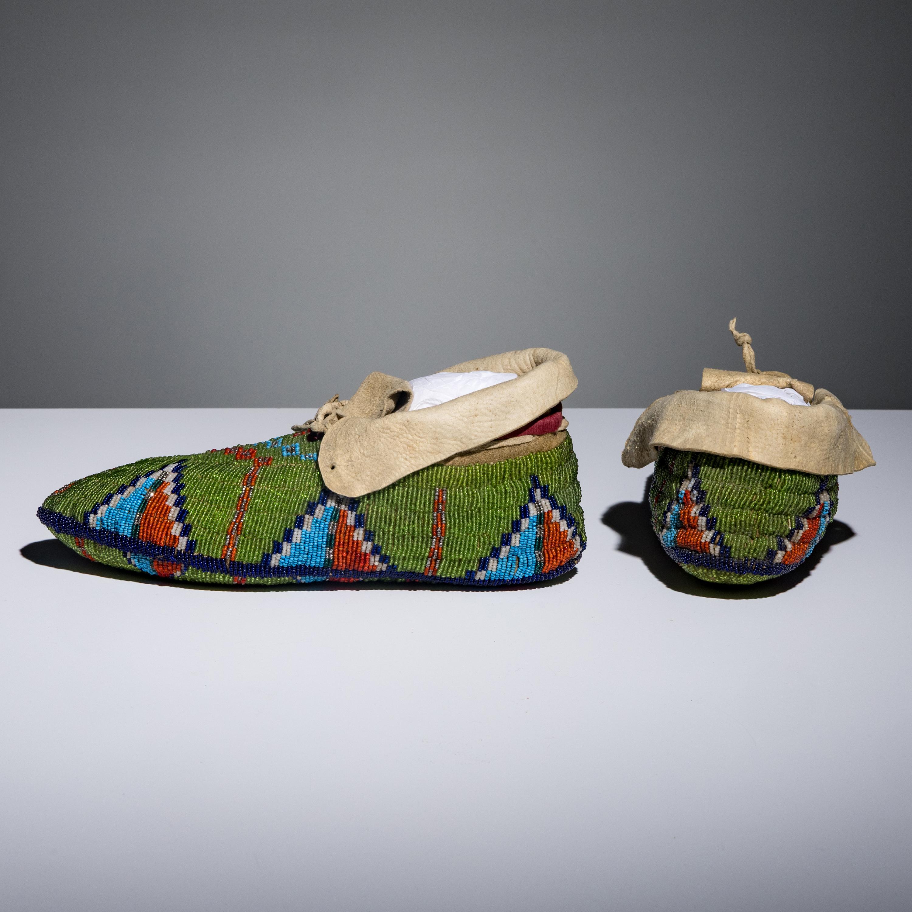 Sioux Fully Beaded Hide Moccasins