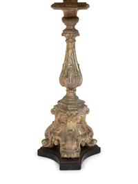 A Painted Plaster Pricket Mounted as a Lamp