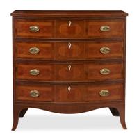 Federal inlaid mahogany bowfront chest of drawers New Hampshire, circa 1800