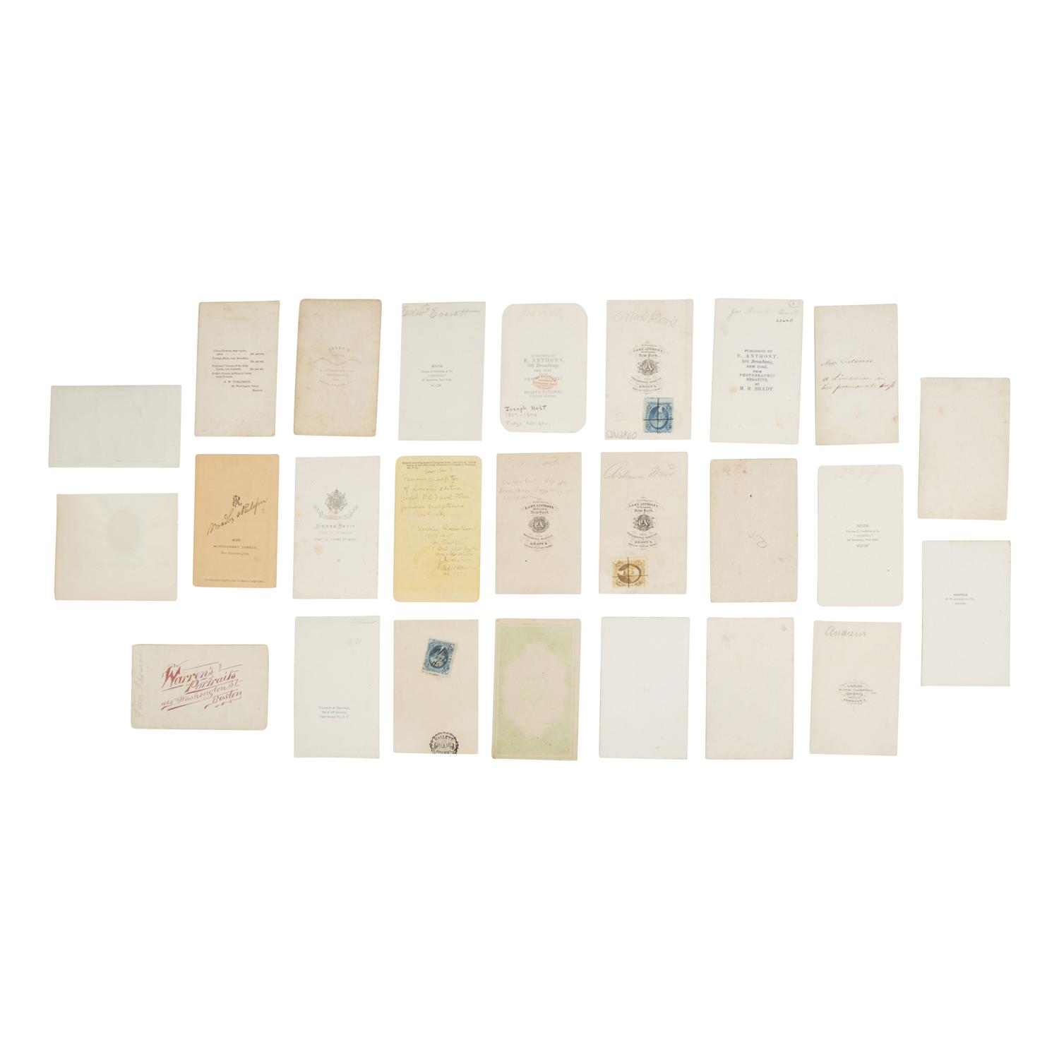 [Early Photography]. A group of 46 CDVs and cabinet cards of 19th-century personalities, including Lincoln associates.