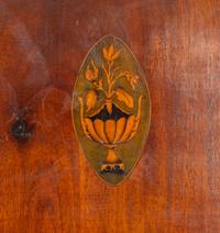 A Federal Parcel-Gilt Mahogany and Marquetry Looking Glass