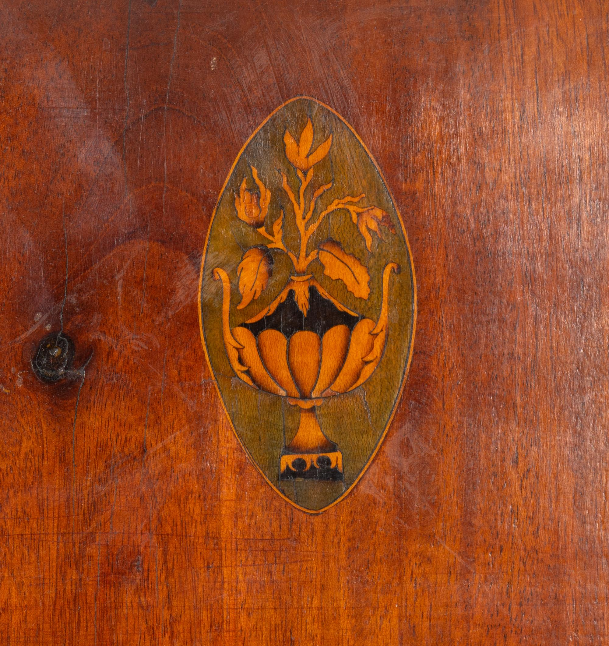 A Federal Parcel-Gilt Mahogany and Marquetry Looking Glass