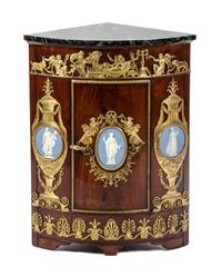 An Empire Style Gilt Bronze and Jasperware Mounted Encoignure, LATE 19TH/EARLY 20TH CENTURY, Height 33 x width 25 x depth 18 1/2 inche — LATE 19TH/EARLY 20TH CENTURY,