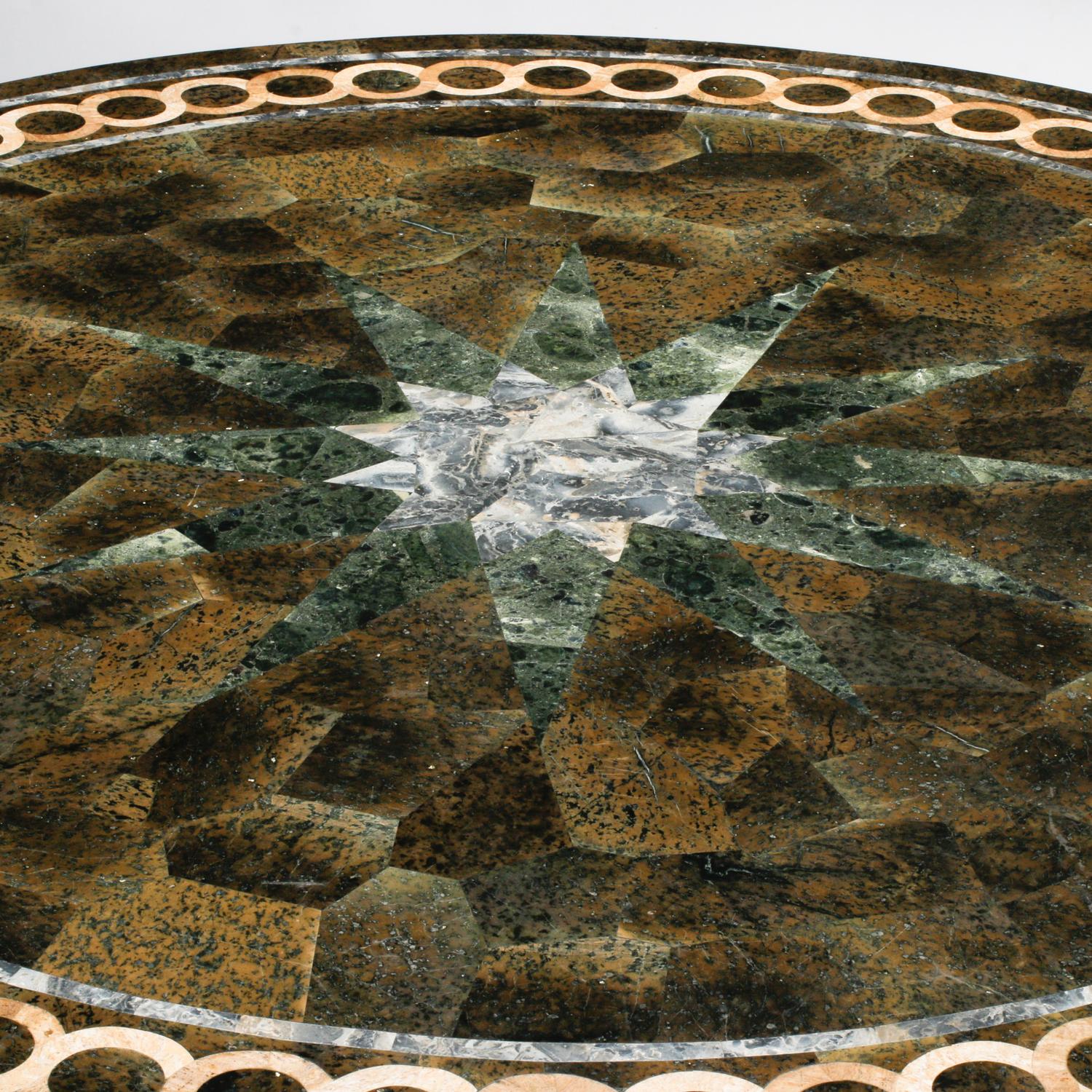 A Louis XVI Style Parcel Gilt Mahogany and Specimen Marble-Top Center Table