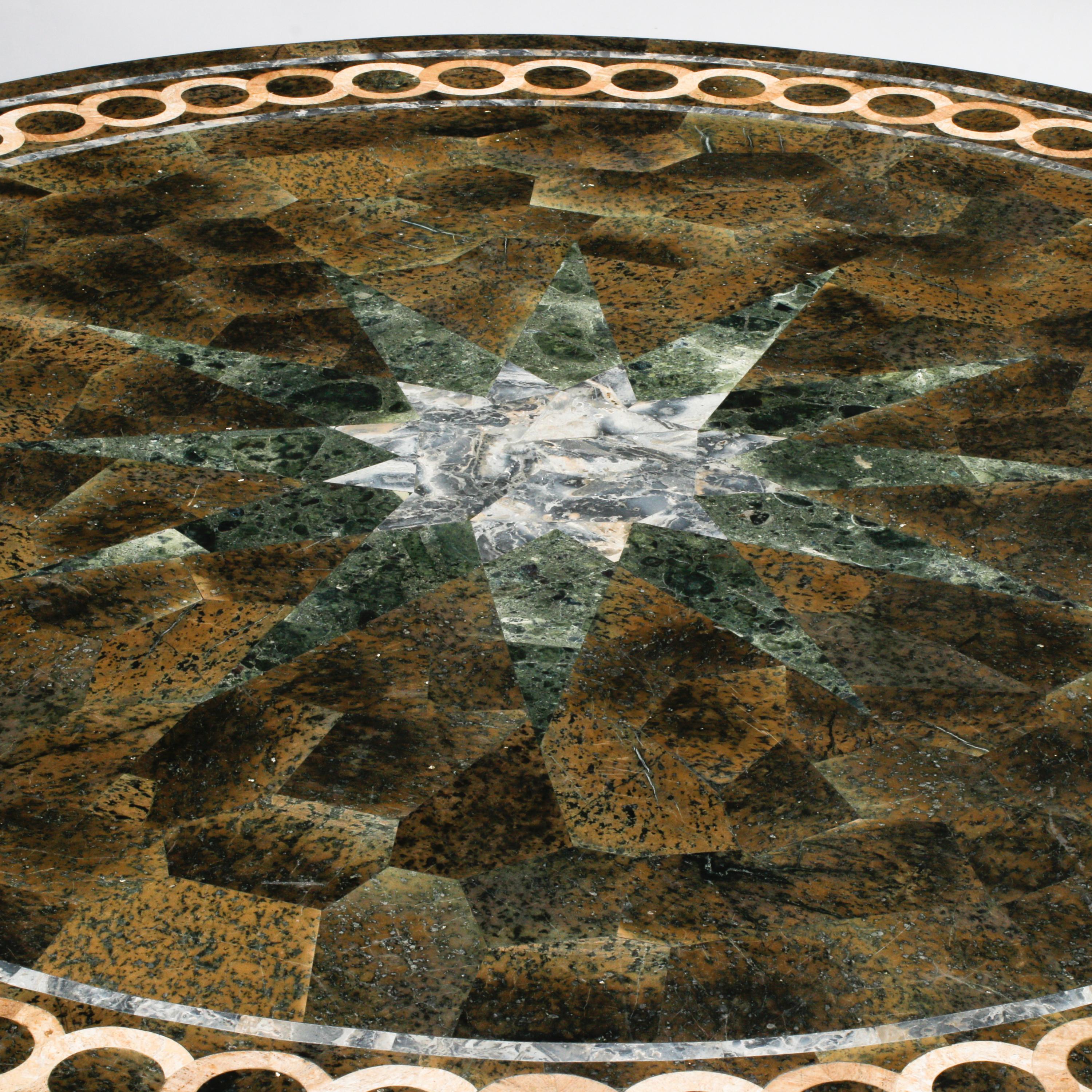 A Louis XVI Style Parcel Gilt Mahogany and Specimen Marble-Top Center Table