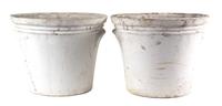 A Group of Five Concrete Planters Height of largest 17 inches x diameter 13 1/2 inches.