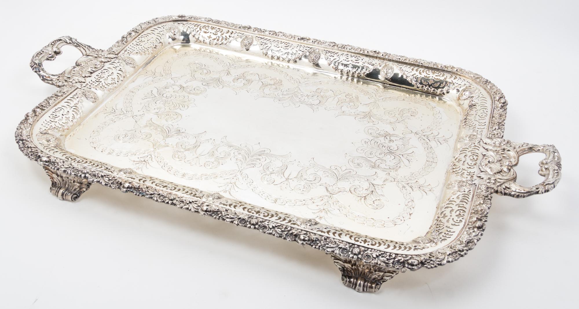 An English Silver-plate Handled Tray Width over handles 28 inches.