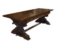 A Carved Refectory Table with Figural Supports 95" W x 35.5" D x 31" H — Italy, 19th Century