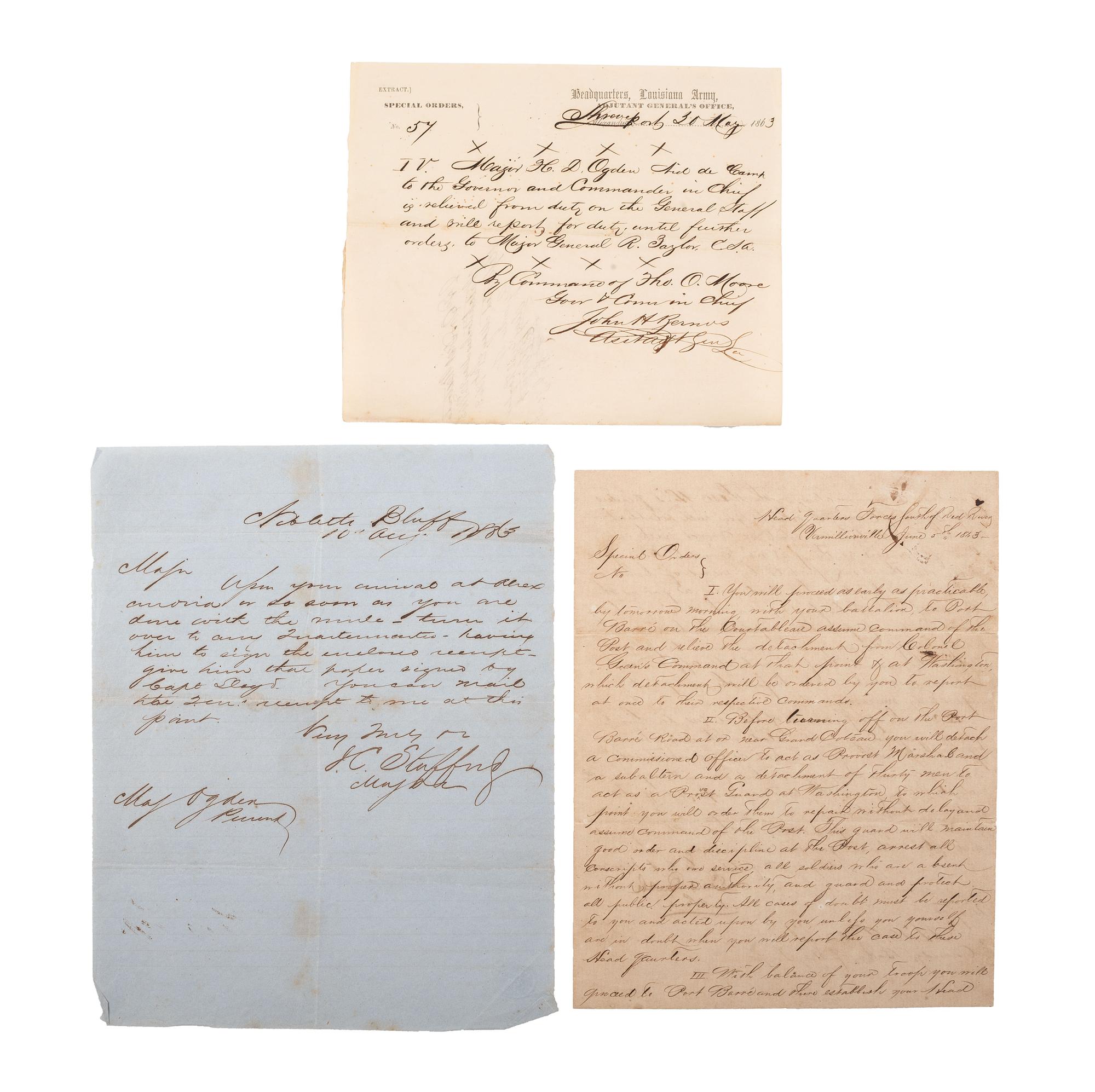[CIVIL WAR]. Archive of Colonel Henry D. OGDEN, first officer of the Louisiana Native Guard, the first Black regiment in the Confederate Army.