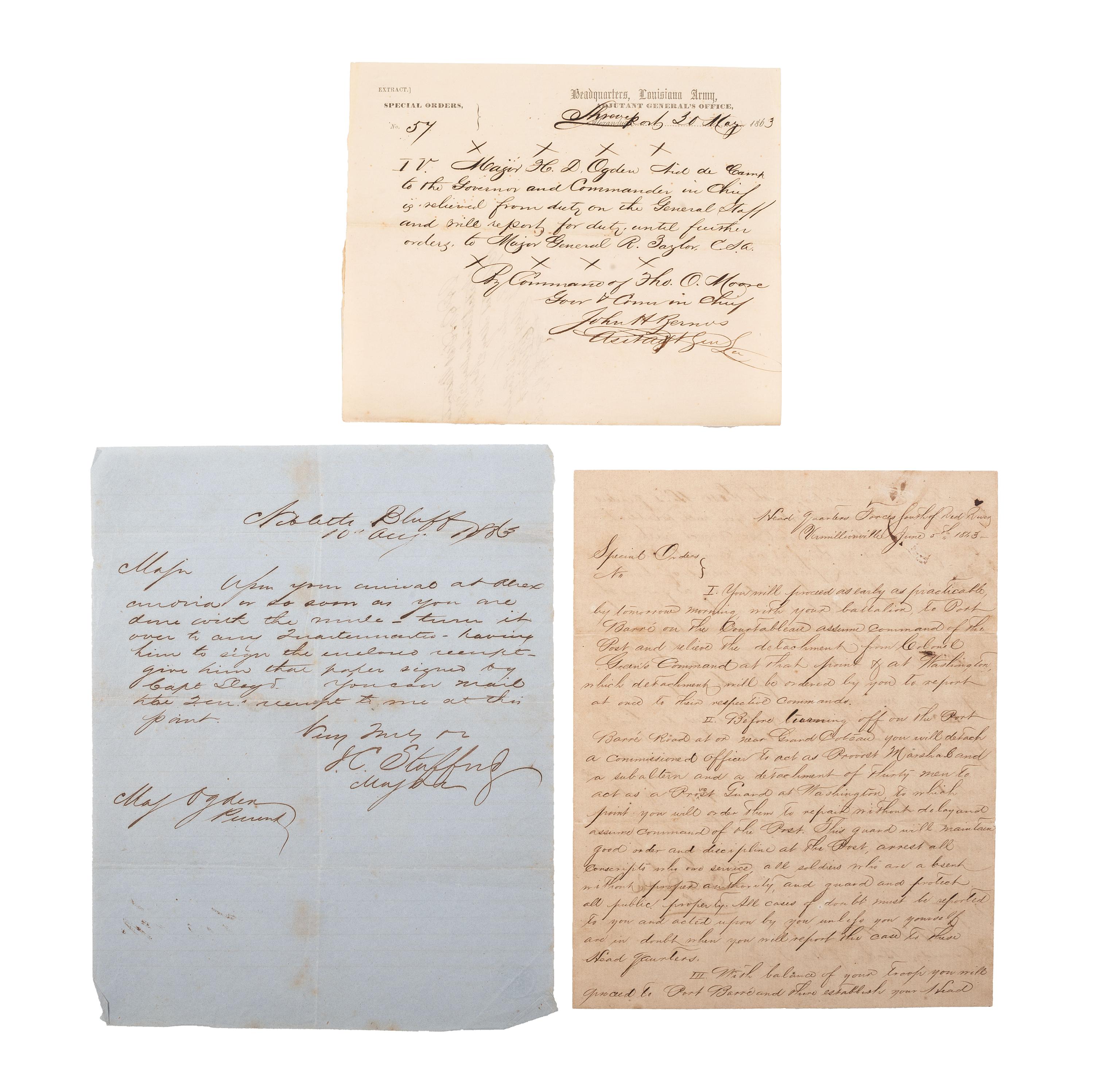 [CIVIL WAR]. Archive of Colonel Henry D. OGDEN, first officer of the Louisiana Native Guard, the first Black regiment in the Confederate Army.