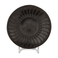 Blackware Pottery Plate, with Repeating Feather Design