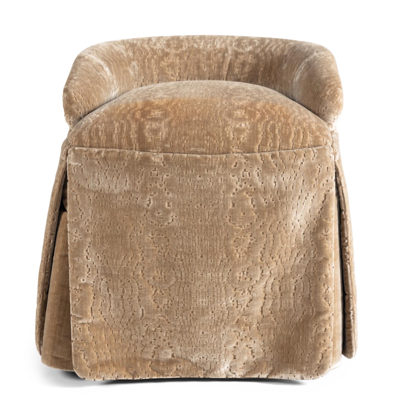 A Brusic Rose Velvet Upholstered Dressing Table Chair
