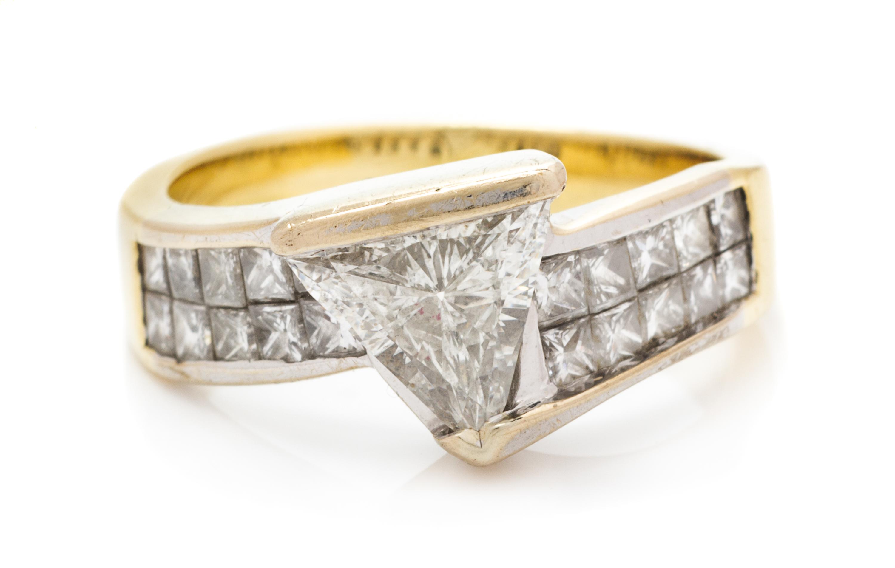 An 18 Karat Yellow Gold, Platinum, and Diamond Ring, 3.70 dwts.