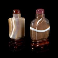 Two Chinese Banded Agate Snuff Bottles