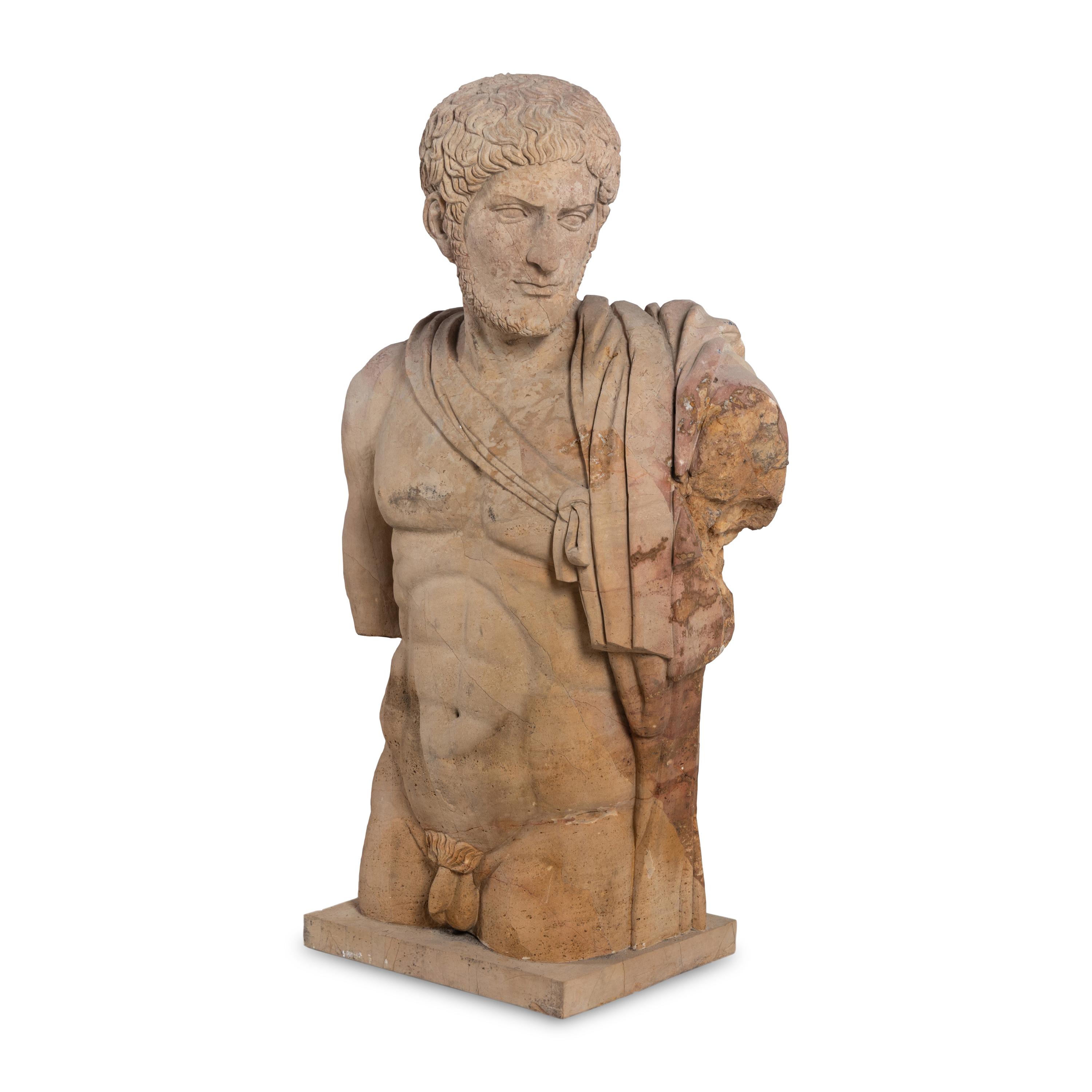 A Roman Style Carved Stone Torso of a Man