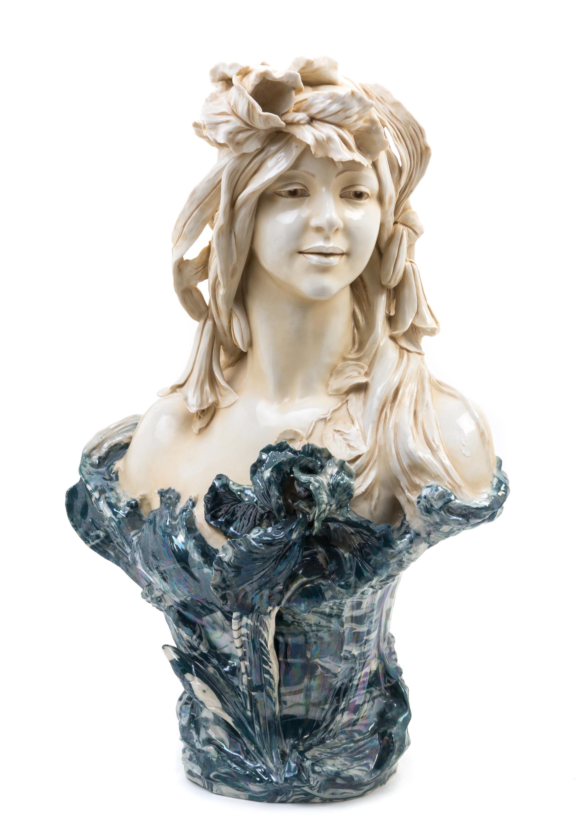 A Royal Dux Art Nouveau Pottery Bust Height 21 inches. — 20TH CENTURY
