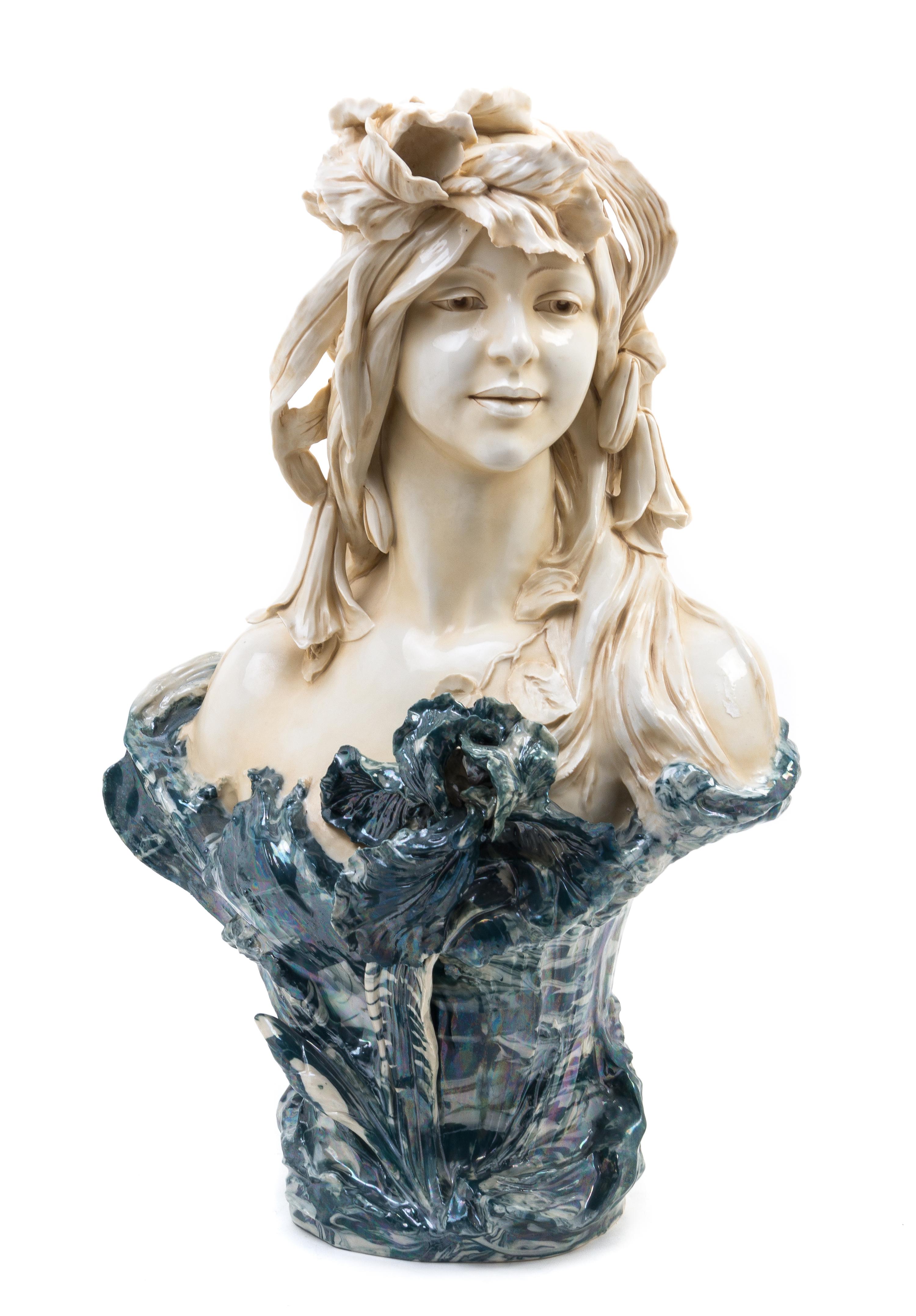 A Royal Dux Art Nouveau Pottery Bust Height 21 inches. — 20TH CENTURY