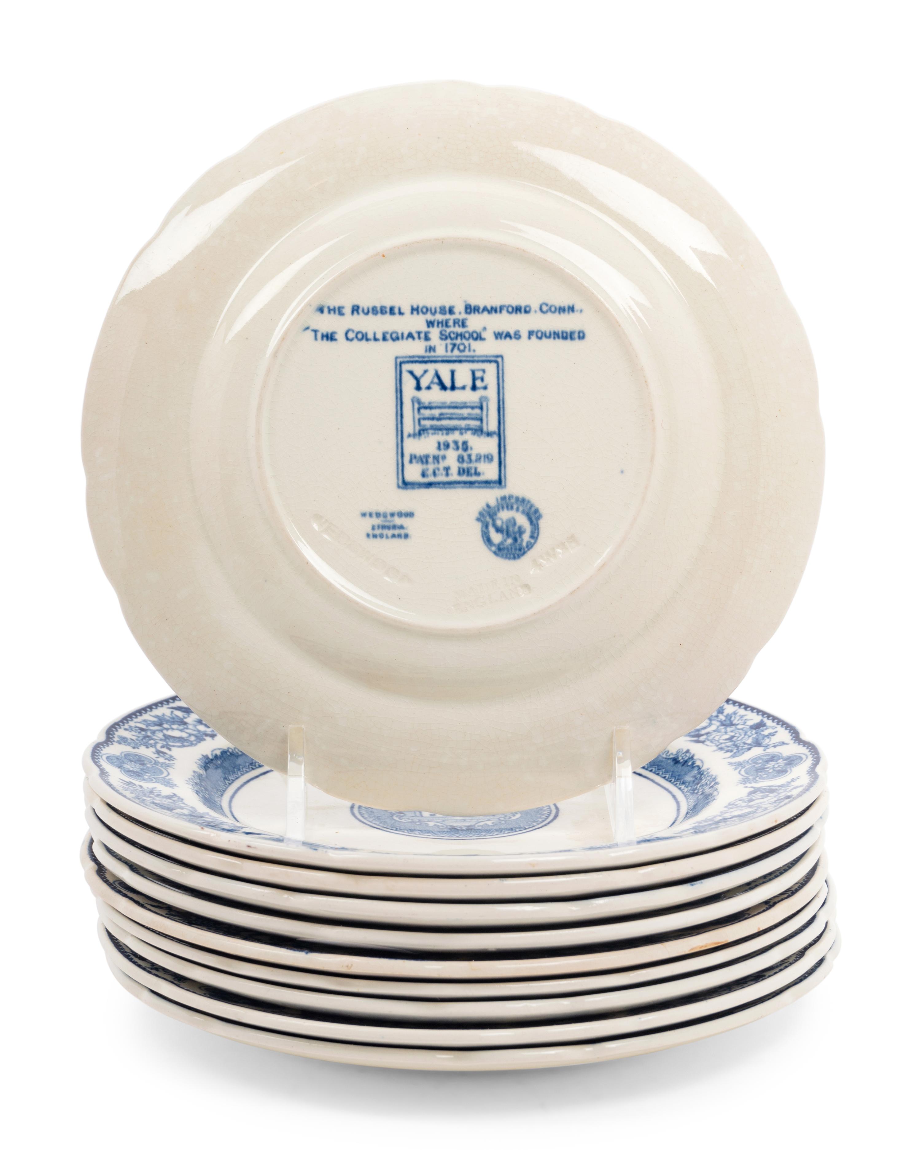 Ten Wedgwood Salad Plates of Yale University Interest