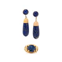 LAPIS LAZULI AND YELLOW GOLD EARRINGS AND RING
