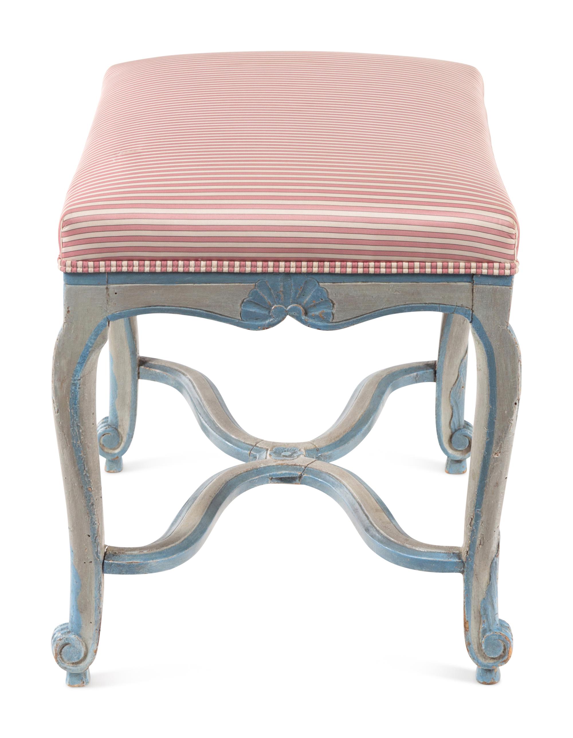 A Régence Provincial Blue-Painted Stool