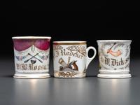 Three Porcelain Occupational Shaving Mugs