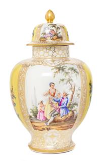 A French Porcelain Covered Jar Height 12 inches.