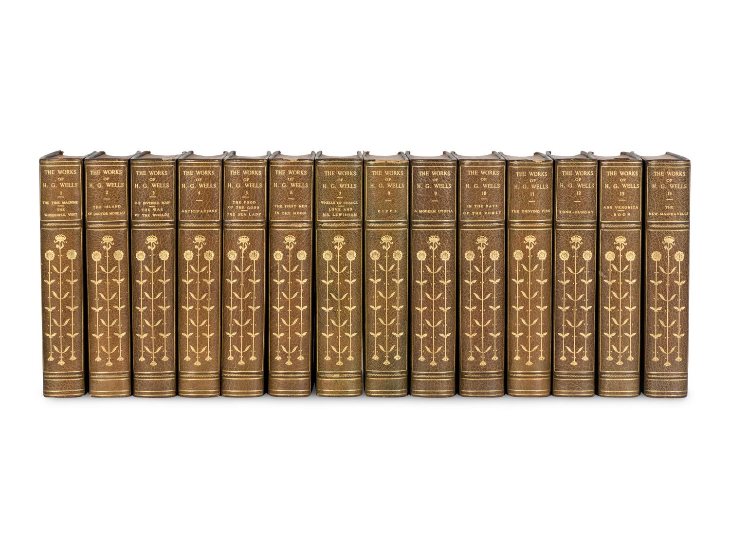 [BINDINGS]. WELLS, H.G. (1866-1946). The Works . New York: Charles Scribner’s Sons, 1924-1927.
