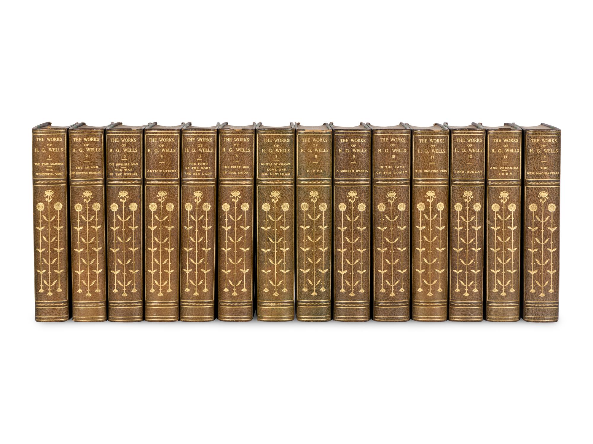 [BINDINGS]. WELLS, H.G. (1866-1946). The Works . New York: Charles Scribner’s Sons, 1924-1927.
