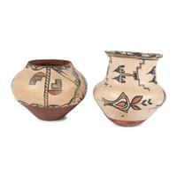 San Ildefonso and Zia Polychrome Pottery Jars