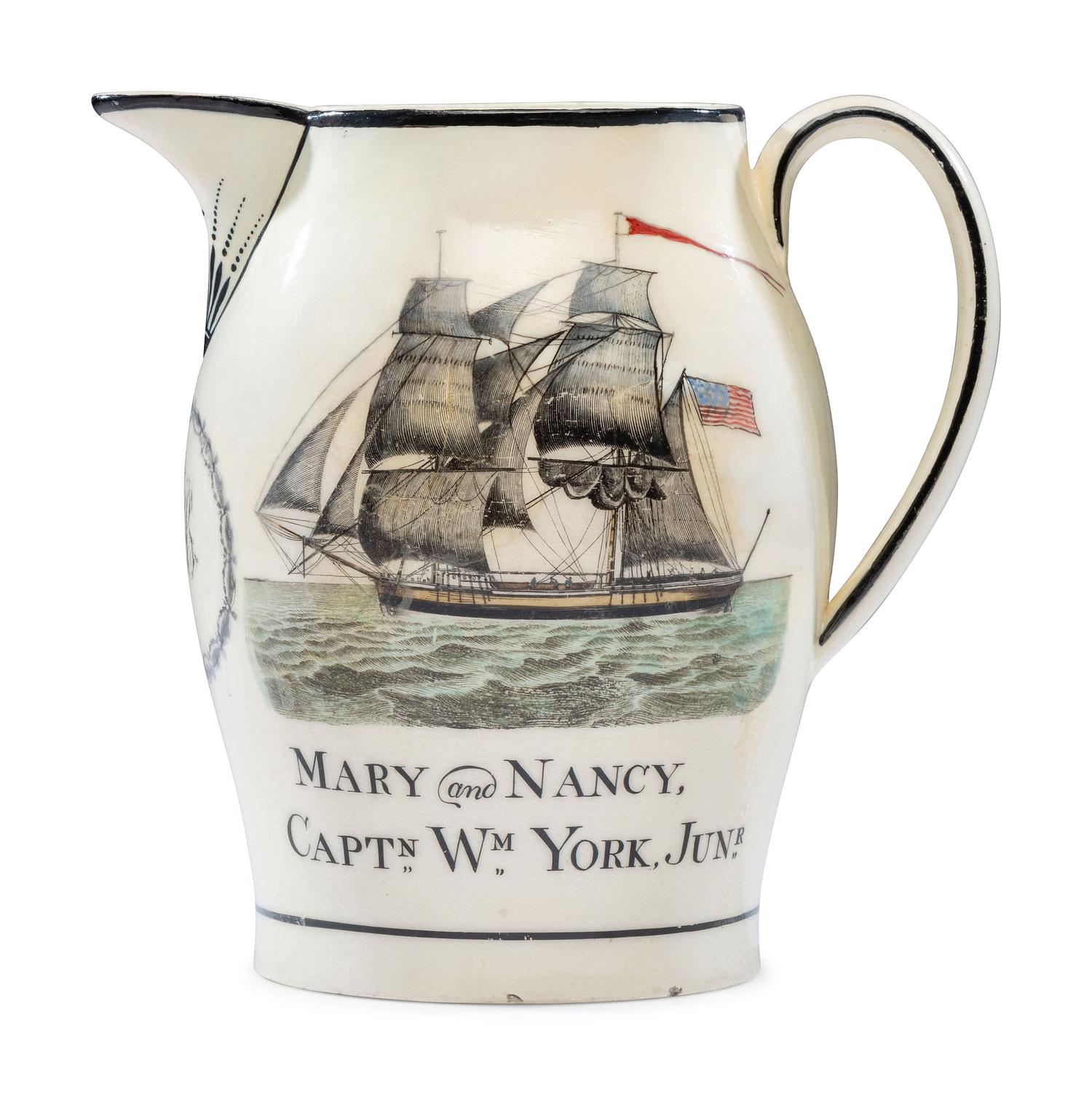 A Liverpool Transfer-Printed Creamware 'Washington In Glory, America in Tears' Pitcher