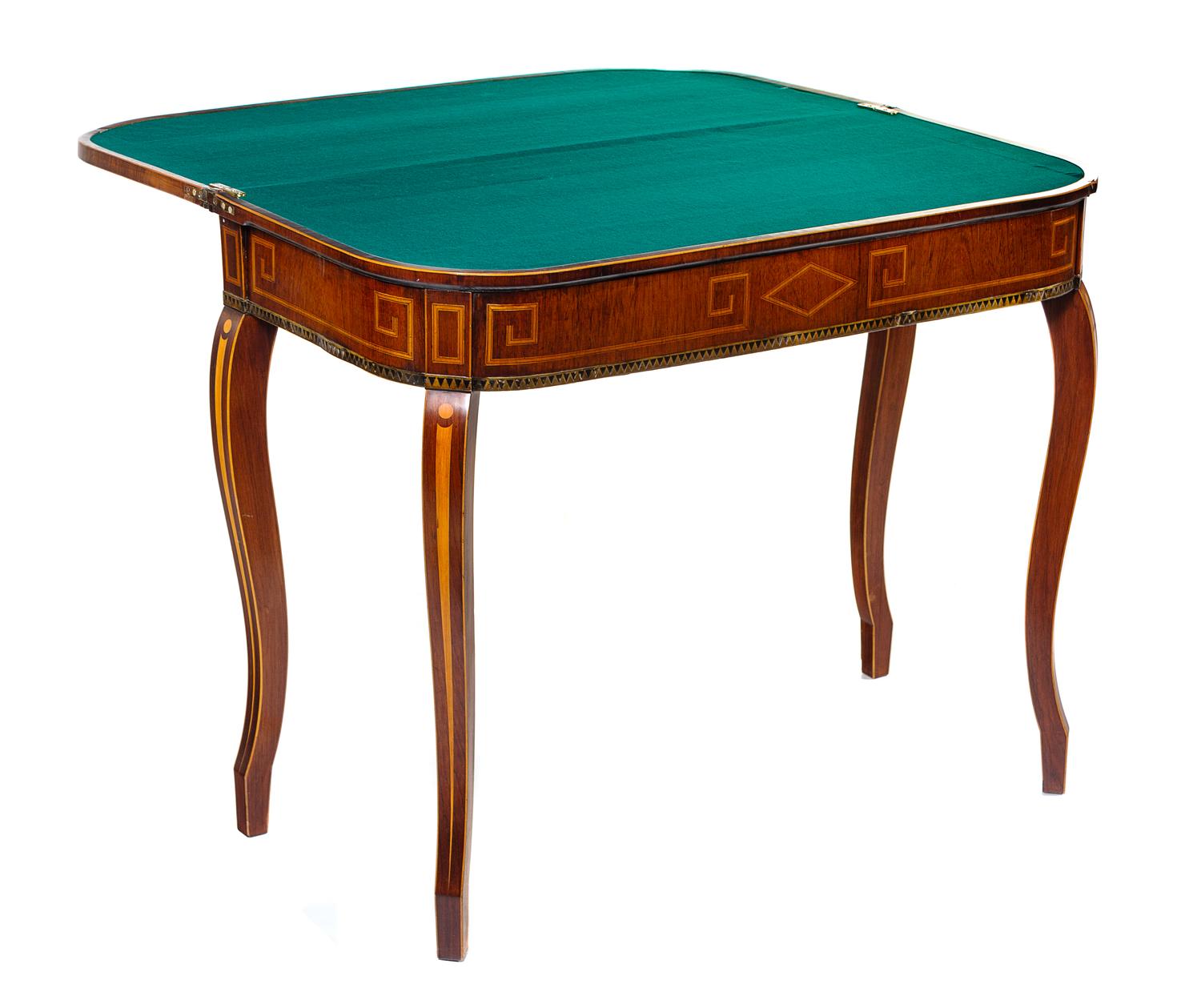 A Continental Mahogany Flip-Top Table Height 28 1/2 x width 36 x depth 17 1/2 inches. — 19TH CENTURY