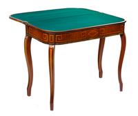 A Continental Mahogany Flip-Top Table Height 28 1/2 x width 36 x depth 17 1/2 inches. — 19TH CENTURY