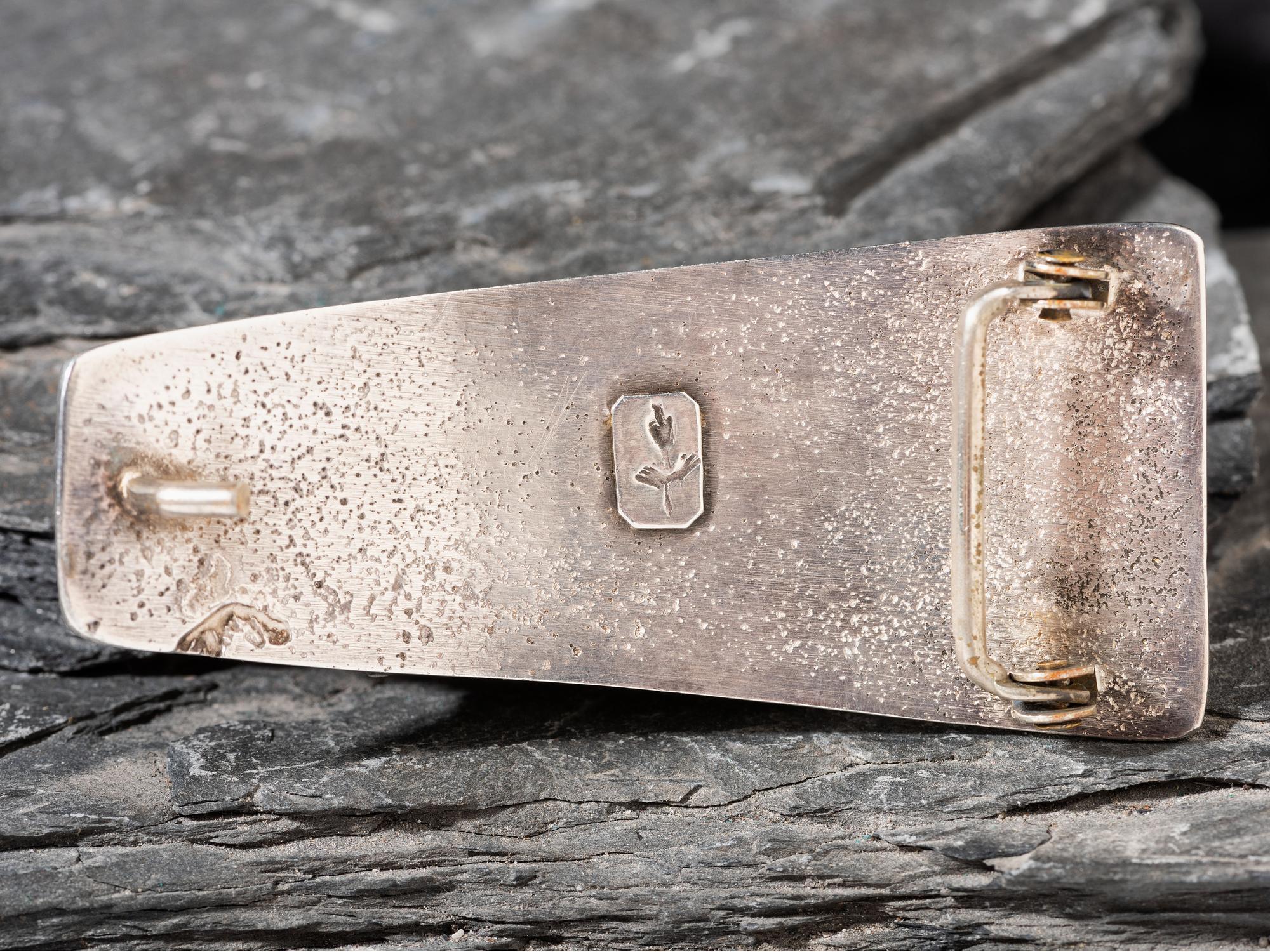 Tufa Cast Silver Belt buckle, with Mosaic Inlay