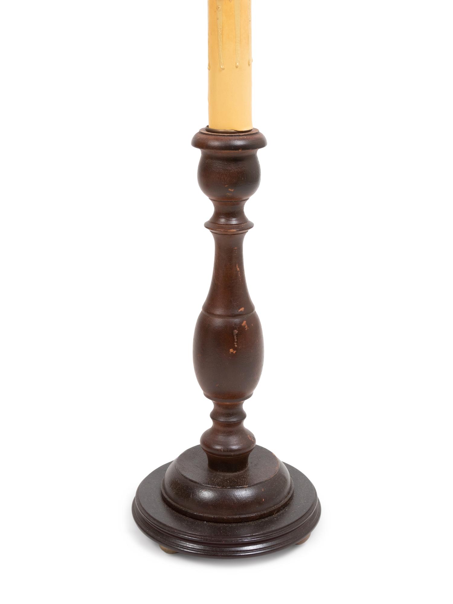 Two Carved Wood Table Lamps