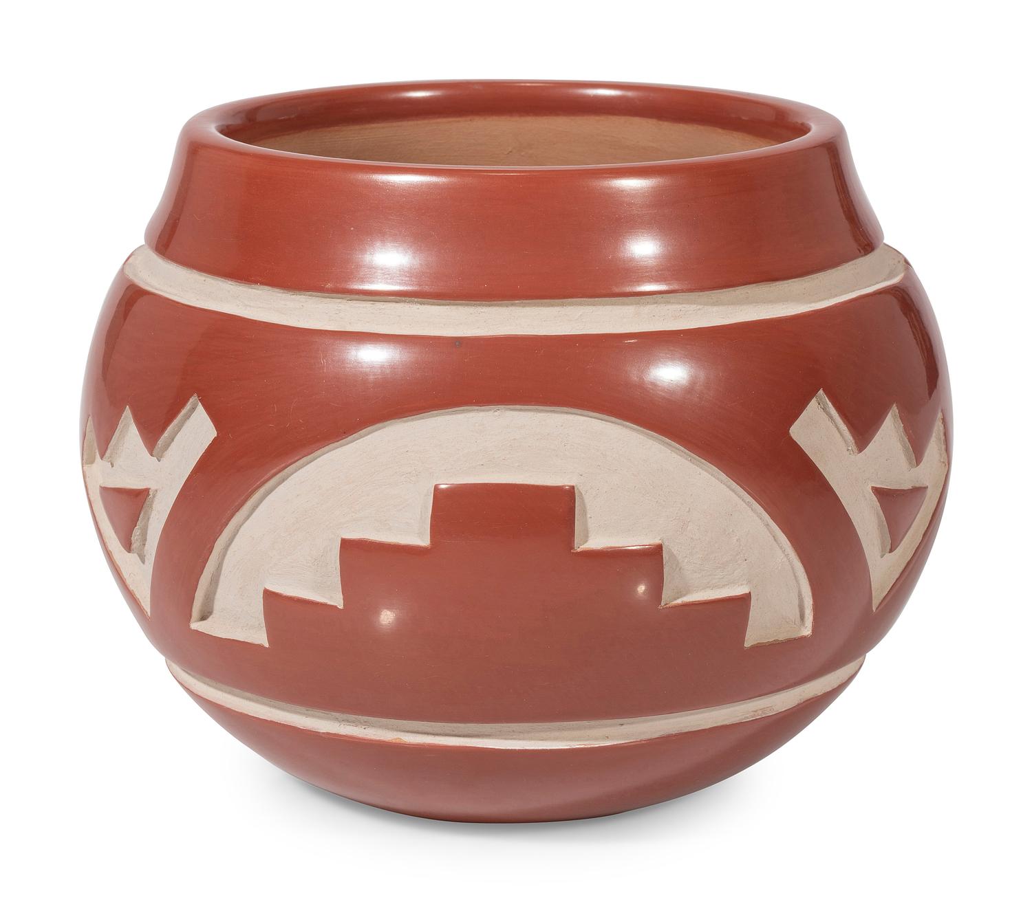 Award Winning Carved Redware Pottery Bowl